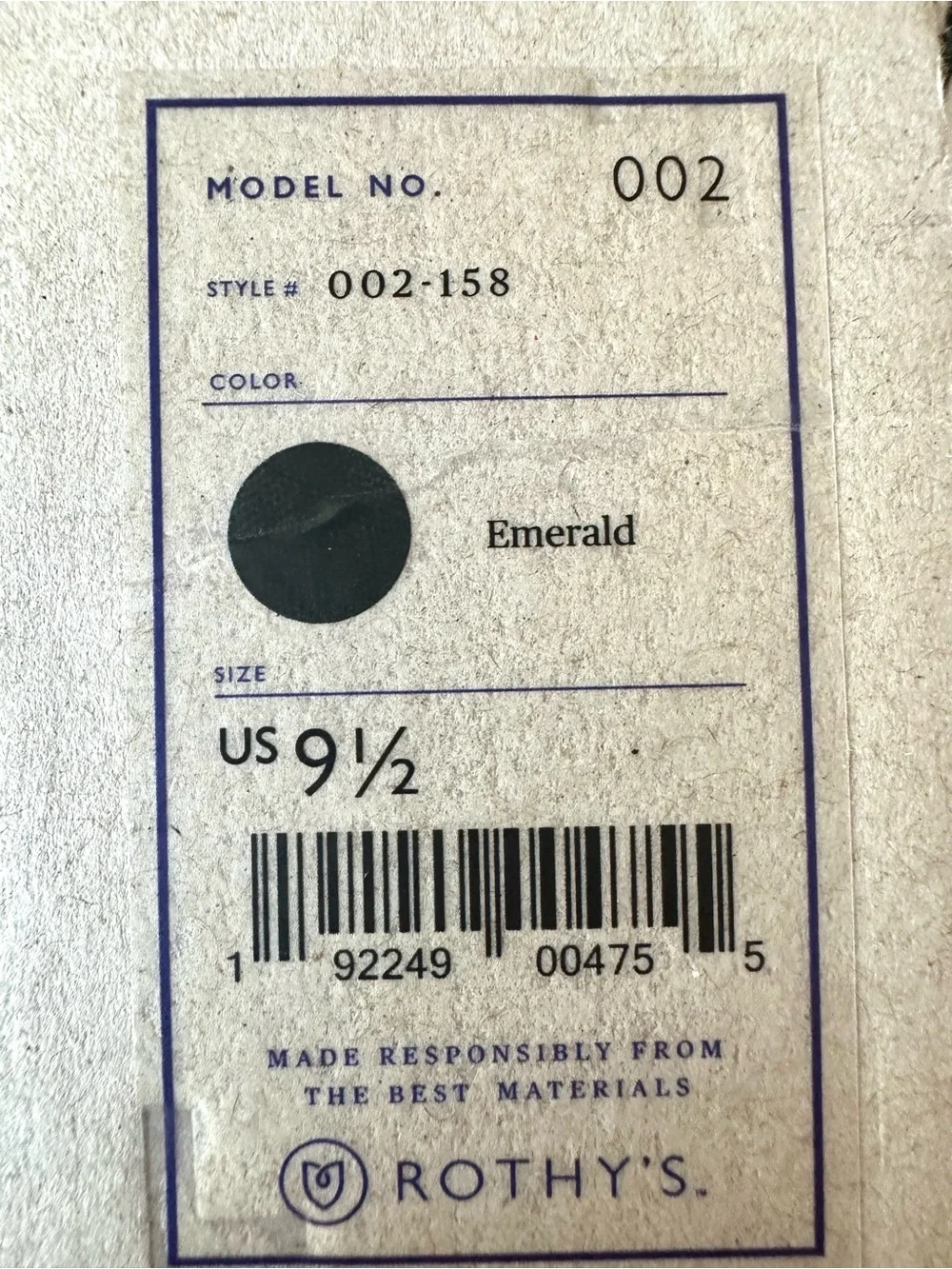 Rothy’s The Point Emerald Green Flats Size 9.5 Retired